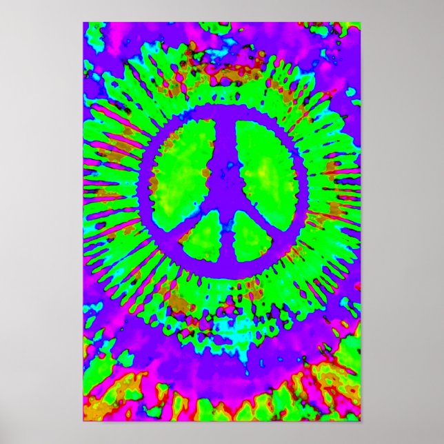 Abstrakt Psychedelic Tie-Dye Fredstecken Poster (Framsidan)
