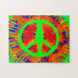 Abstrakt Psychedelic Tie-Dye Fredstecken Pussel