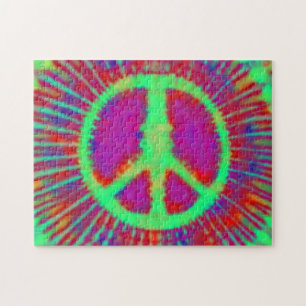Abstrakt Psychedelic Tie-Dye Fredstecken Pussel