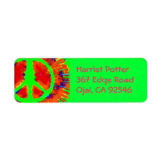 Abstrakt Psychedelic Tie-Dye Fredstecken Returadress Etikett