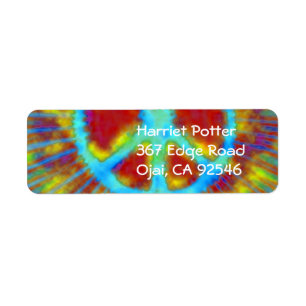 Abstrakt Psychedelic Tie-Dye Fredstecken Returadress Etikett