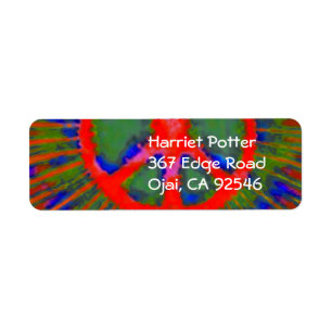 Abstrakt Psychedelic Tie-Dye Fredstecken Returadress Etikett