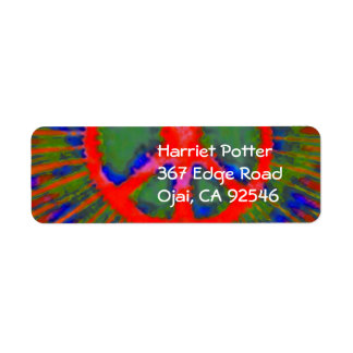 Abstrakt Psychedelic Tie-Dye Fredstecken Returadress Etikett