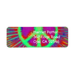 Abstrakt Psychedelic Tie-Dye Fredstecken Returadress Etikett