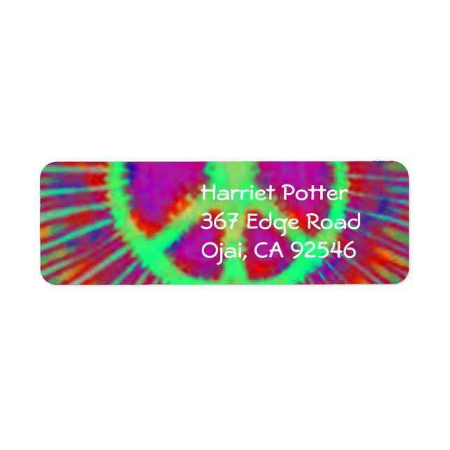 Abstrakt Psychedelic Tie-Dye Fredstecken Returadress Etikett (Framsidan)