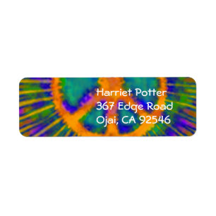 Abstrakt Psychedelic Tie-Dye Fredstecken Returadress Etikett