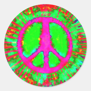 Abstrakt Psychedelic Tie-Dye Fredstecken Runt Klistermärke