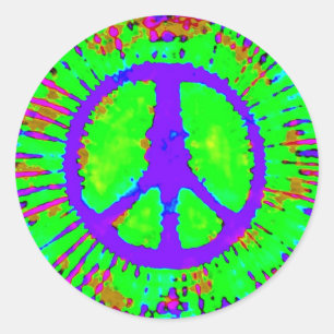 Abstrakt Psychedelic Tie-Dye Fredstecken Runt Klistermärke