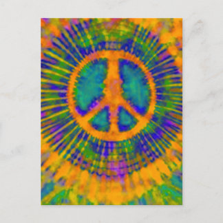 Abstrakt Psychedelic Tie-Dye Fredstecken Vykort
