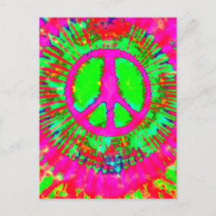 Abstrakt Psychedelic Tie-Dye Fredstecken Vykort