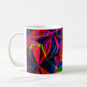 Abstrakt Psykedelisk Färgrik Röd Kaffemugg