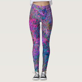 Abstrakt Psykedeliska Regnbågsfärgade Lövträdgård Leggings