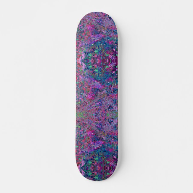 Abstrakt Psykedeliska Regnbågsfärgade Lövträdgård Mini Skateboard Bräda 18,5 Cm (Framsida)
