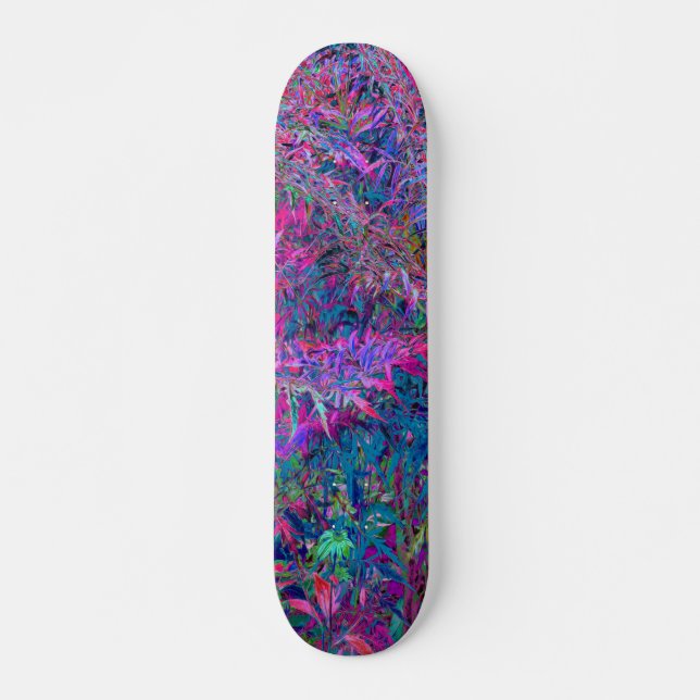 Abstrakt Psykedeliska Regnbågsfärgade Lövträdgård Mini Skateboard Bräda 18,5 Cm (Framsida)