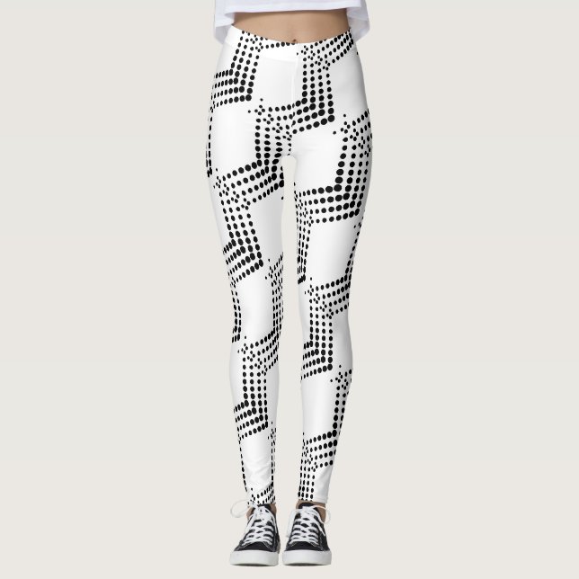 Abstrakt Pulscirklar med halvton Zigzags Leggings (Framsida)