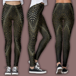Abstrakt punktmönster | Svart och gul rasterton Leggings