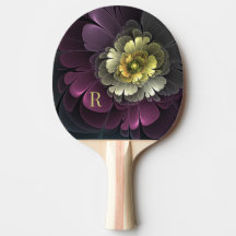 Abstrakt Purpur Khaki Grå Fraktal Blomma Monogram