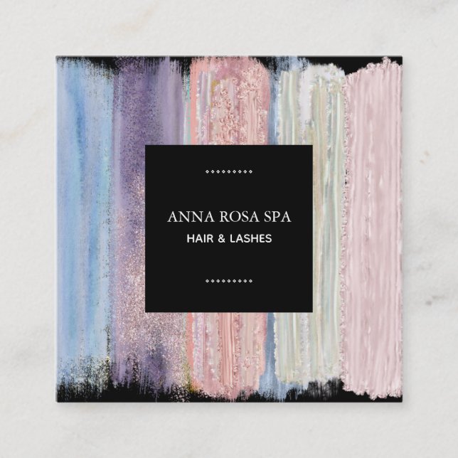 *~* Abstrakt Push Stänk Rand Guld Glitter Fyrkantigt Visitkort (Framsida)