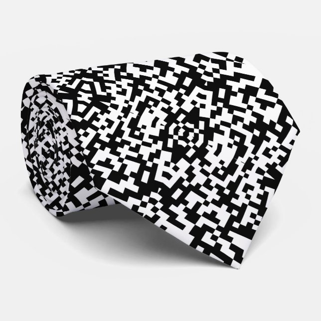 Abstrakt QR-kod Modern svart-vit mönster Slips (Rullad)