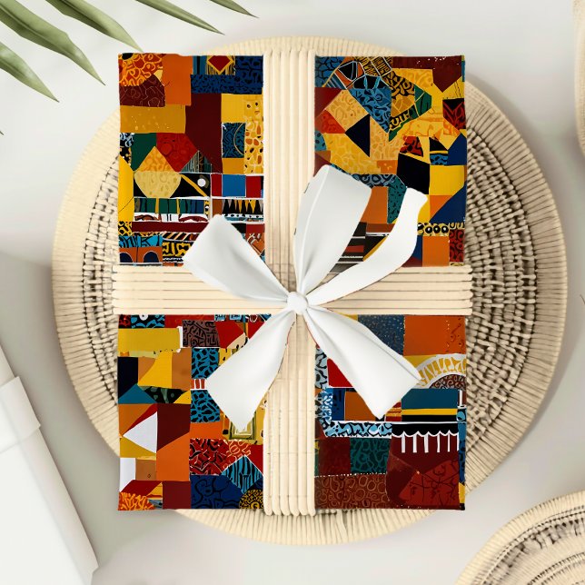 Abstrakt Quilt Patchwork Gift for African American Presentpapper (Abstract Quilt Patchwork Gift for African American Wrapping Paper)