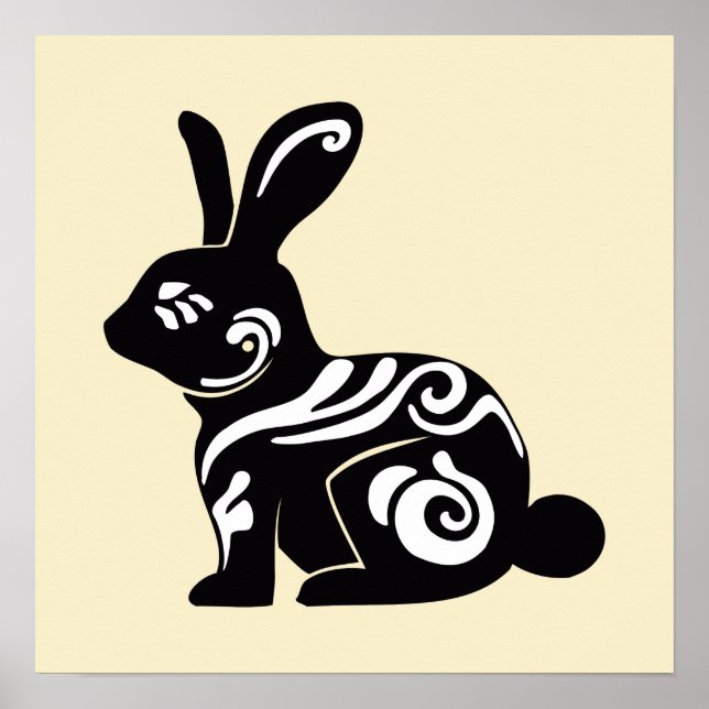 Abstrakt Rabbit Silhouette Poster (Framsidan)