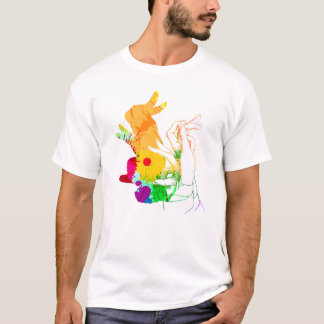 Abstrakt räcker skuggar dockadesign t shirt