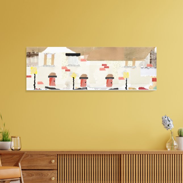 abstrakt radhusdesign i sönderriven pappersbild  canvastryck (Insitu (Vardagsrum))
