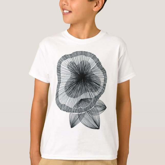 Abstrakt Radial Linje Konst Blomma Barn T-Shirt (Framsida)