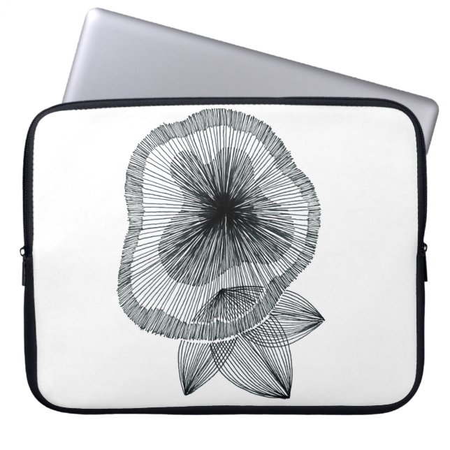 Abstrakt radiell linjekonst blomma laptopfodral laptop fodral (Framsidan)