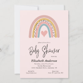 Abstrakt Rainbow and Heart Girl Baby Shower Inbjudningar
