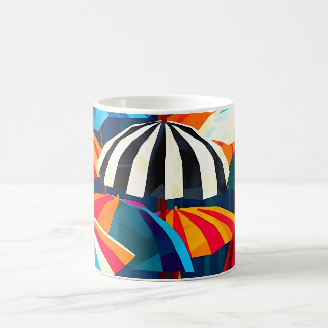 Abstrakt Rainbow Beach Umbrella Kaffemugg (Center)