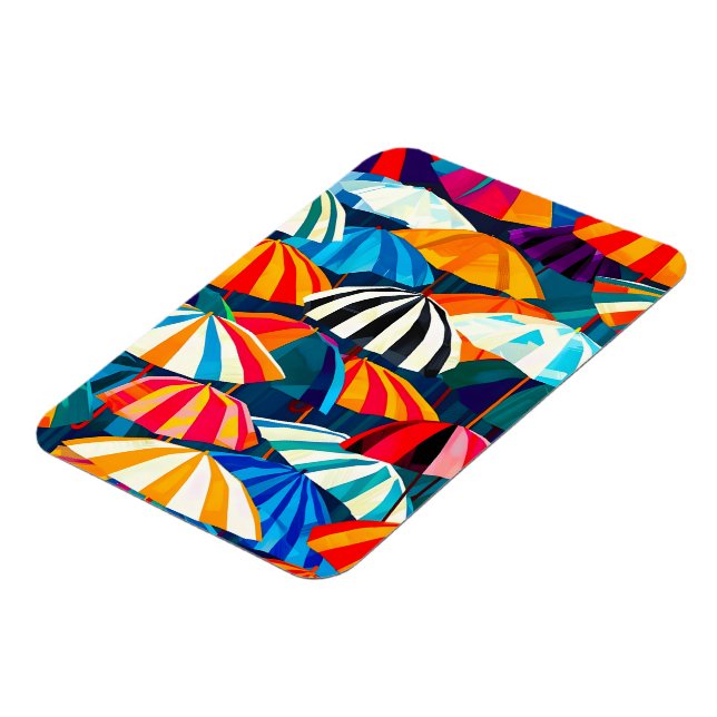 Abstrakt Rainbow Beach Umbrella Magnet (Vänstra Sidan)