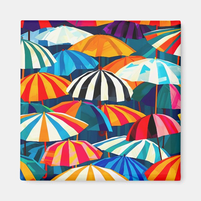 Abstrakt Rainbow Beach Umbrella Magnet (Framsidan)
