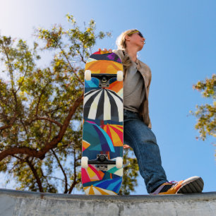 Abstrakt Rainbow Beach Umbrella Mini Skateboard Bräda 18,5 Cm