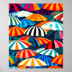 Abstrakt Rainbow Beach Umbrella Poster