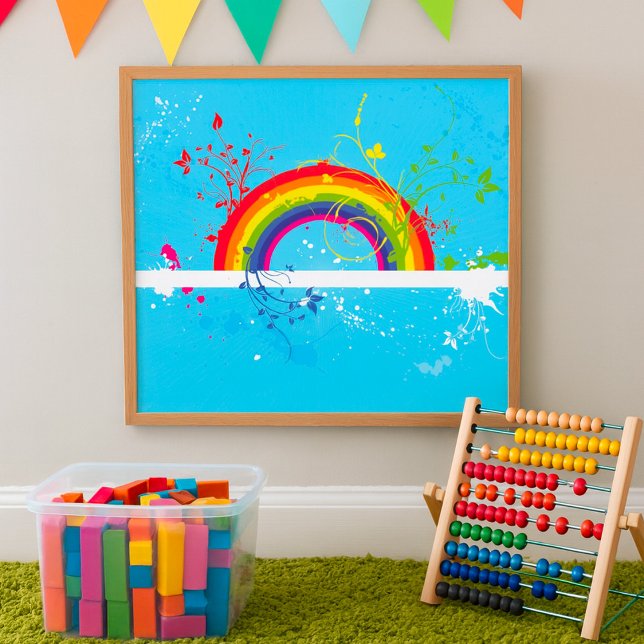 Abstrakt Rainbow Blommigt Swirls och Paint Splatte Poster (Skapare uppladdad)
