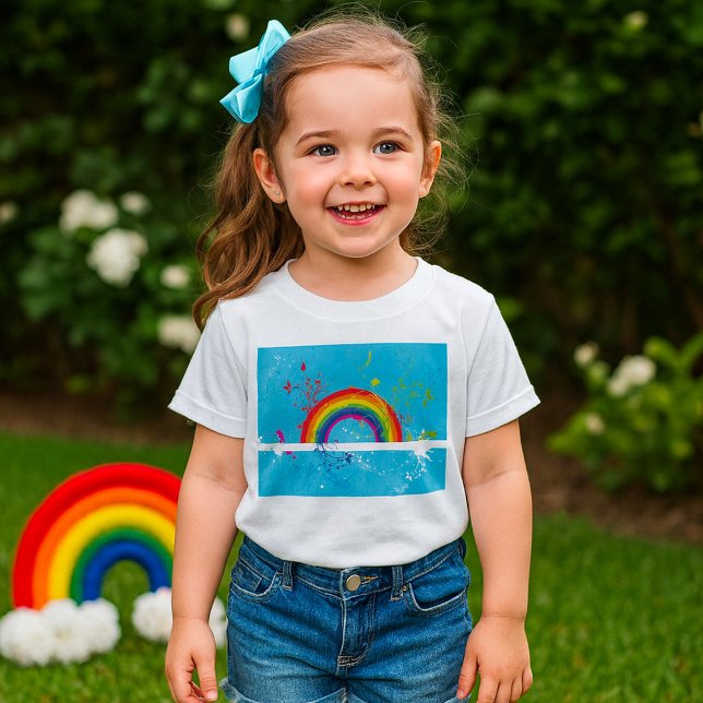 Abstrakt Rainbow Blommigt Swirls och Paint Splatte T Shirt (Skapare uppladdad)