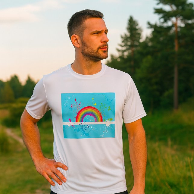 Abstrakt Rainbow Blommigt Swirls och Paint Splatte T Shirt (Skapare uppladdad)