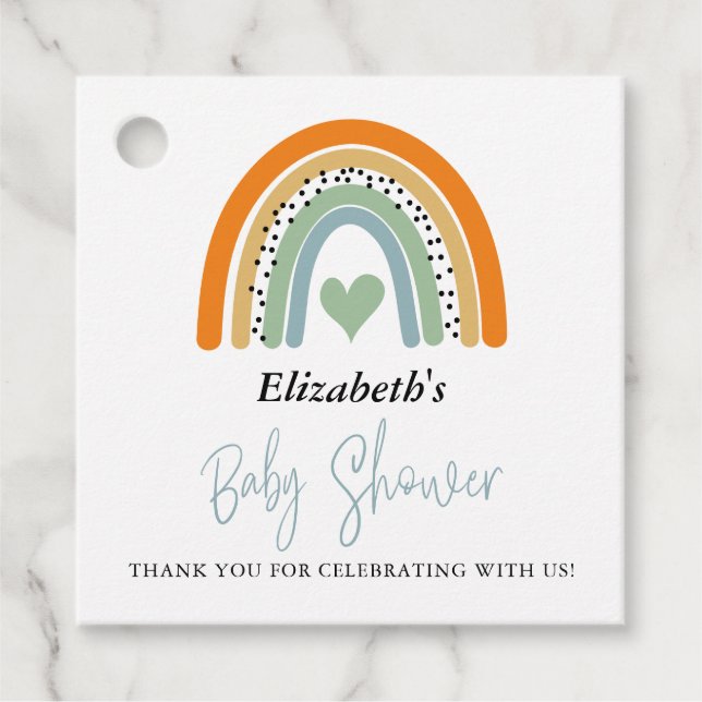 Abstrakt Rainbow Boy Baby Shower Tack Gåvor Etiketter (Framsida)