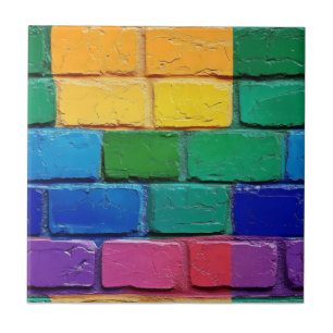 Abstrakt Rainbow Brick Mönster Kakelplatta
