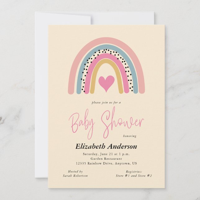 Abstrakt Rainbow Colorful Girl Baby Shower Inbjudningar (Framsida)