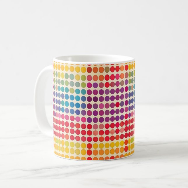 Abstrakt Rainbow Dot Mönster Kaffemugg (Framsida vänster)