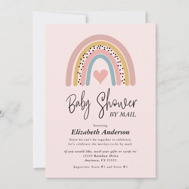 Abstrakt Rainbow Girl Baby Shower by Mail Inbjudningar (Framsida)