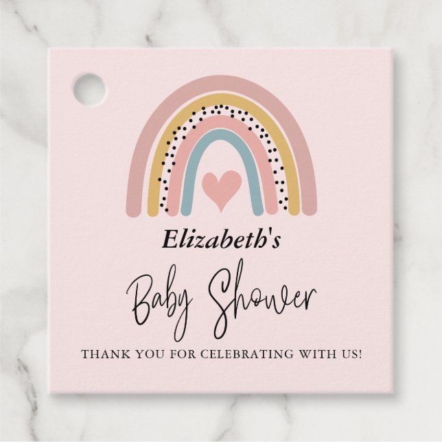 Abstrakt Rainbow Girl Baby Shower Tack Gåvor Etiketter (Framsida)