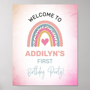 Abstrakt Rainbow Girl's Födelsedagsfest Welcome Poster