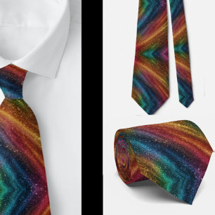 Abstrakt Rainbow Guld Faux Glitter Neckties