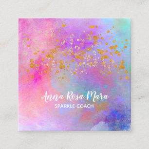 *~* Abstrakt Rainbow Guld Gnistra Glitter Fyrkantigt Visitkort