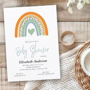 Abstrakt Rainbow Heart Boy Baby Shower Inbjudningar
