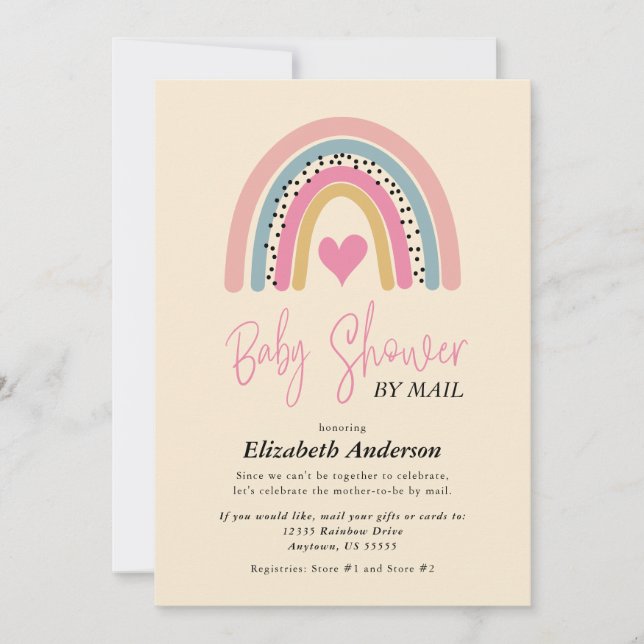 Abstrakt Rainbow Heart Girl Baby Shower by Mail Inbjudningar (Framsida)