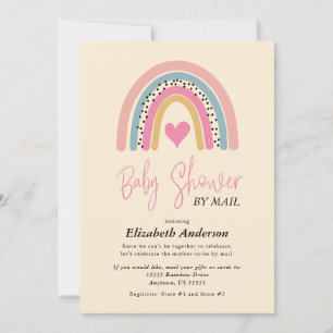 Abstrakt Rainbow Heart Girl Baby Shower by Mail Inbjudningar